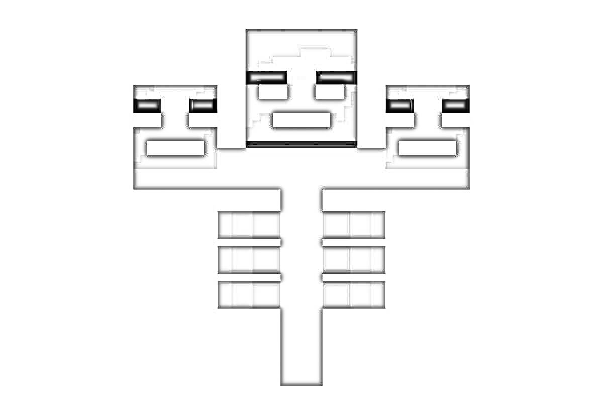 Раскраска Иссушитель Майнкрафт с тремя головами