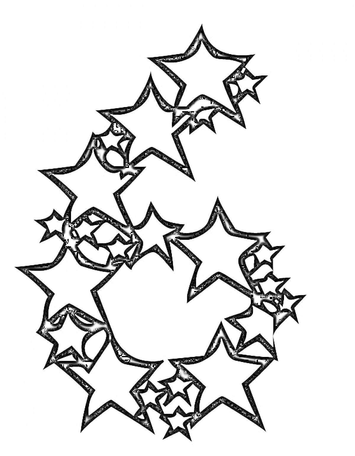 Раскраска Цифра 6, состоящая из звезд разных размеров