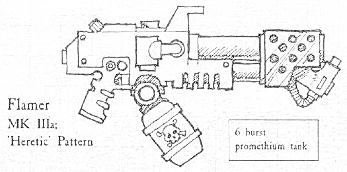 Огнемет MK III; 'Heretic' Pattern, с танком для 6 выстрелов прометиевой смеси