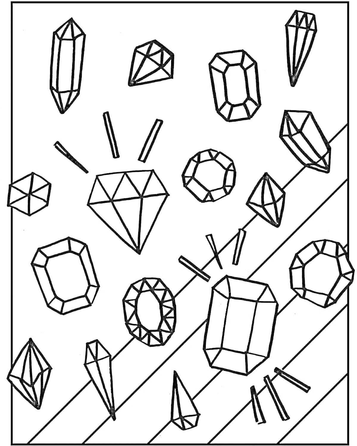 На раскраске изображено: Геометрия, Форма, Бриллиант, Драгоценные камни, Алмаз, Абстракция