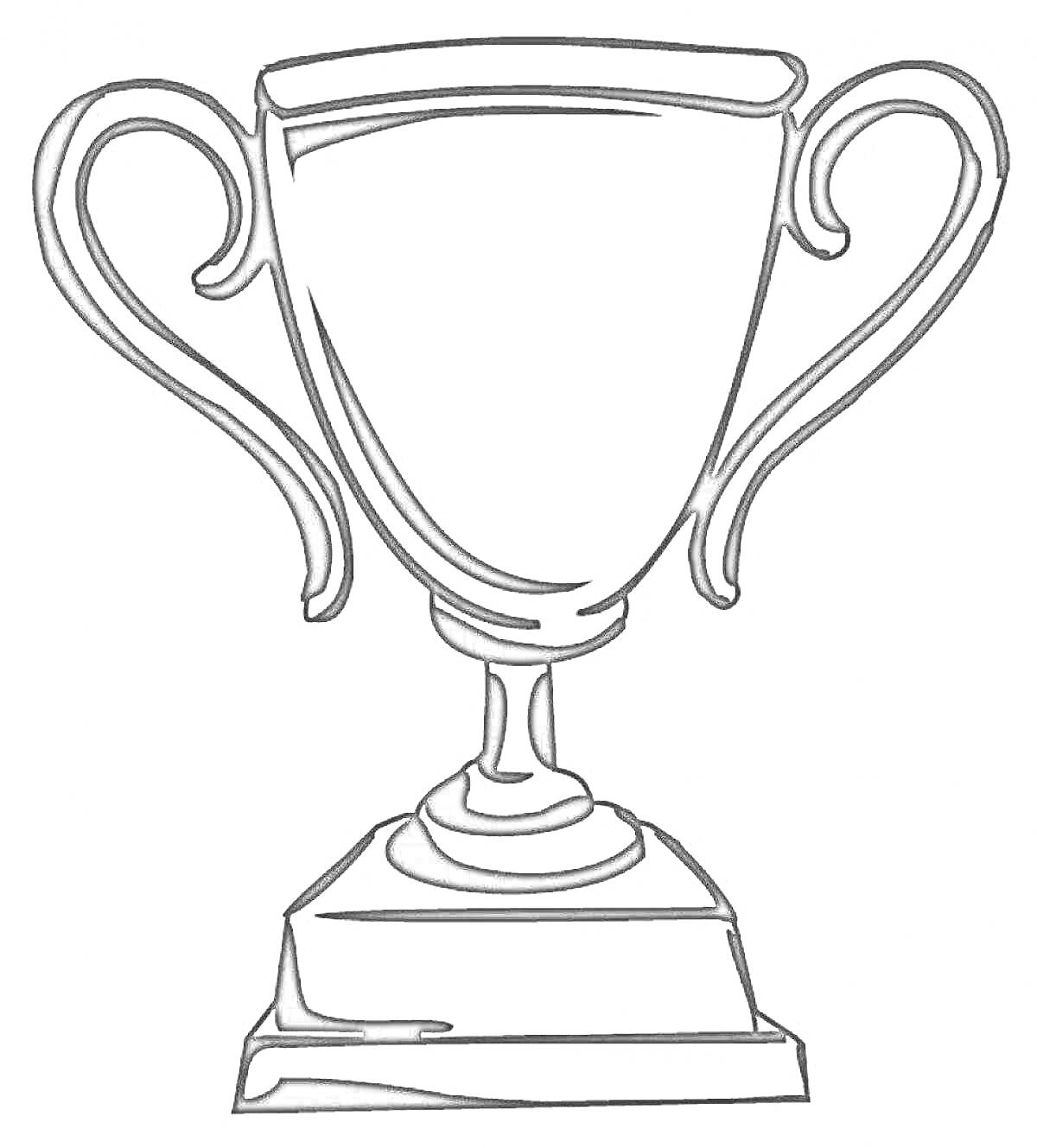 На раскраске изображено: Трофей, Награда, Пьедестал, Ручка, Контурные рисунки, Чаши