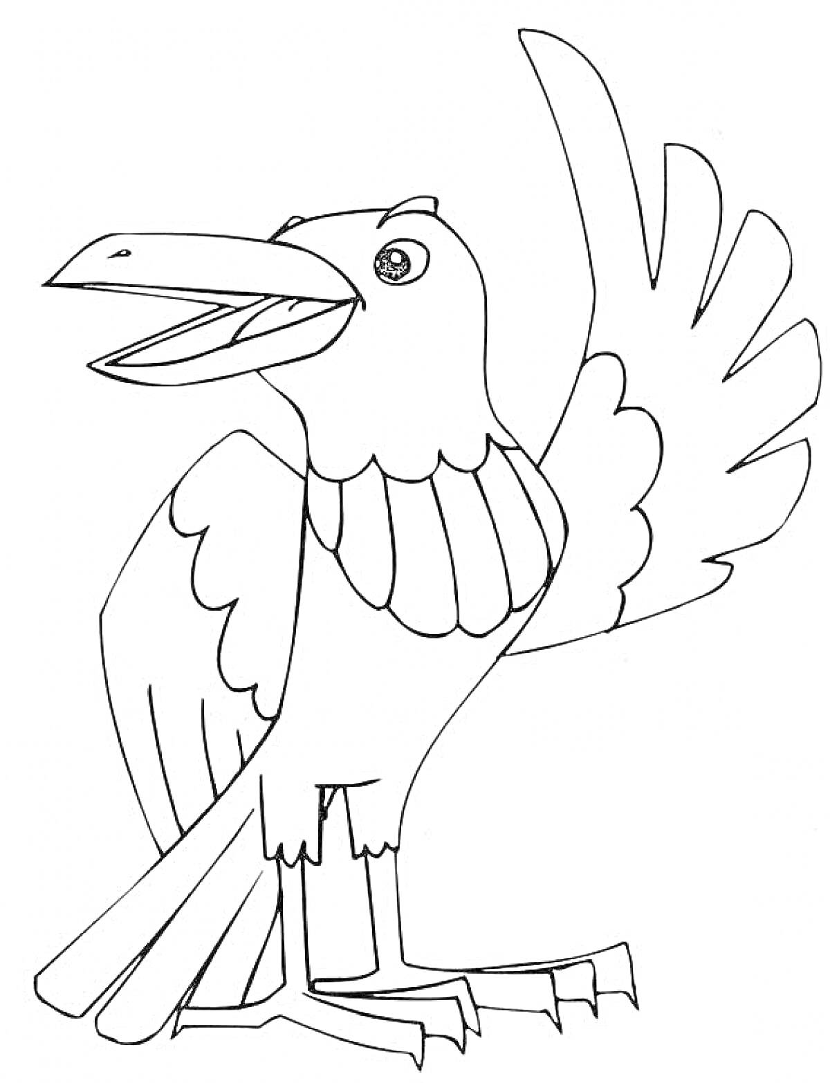 На раскраске изображено: Сорока, Птица, Клюв, Крылья