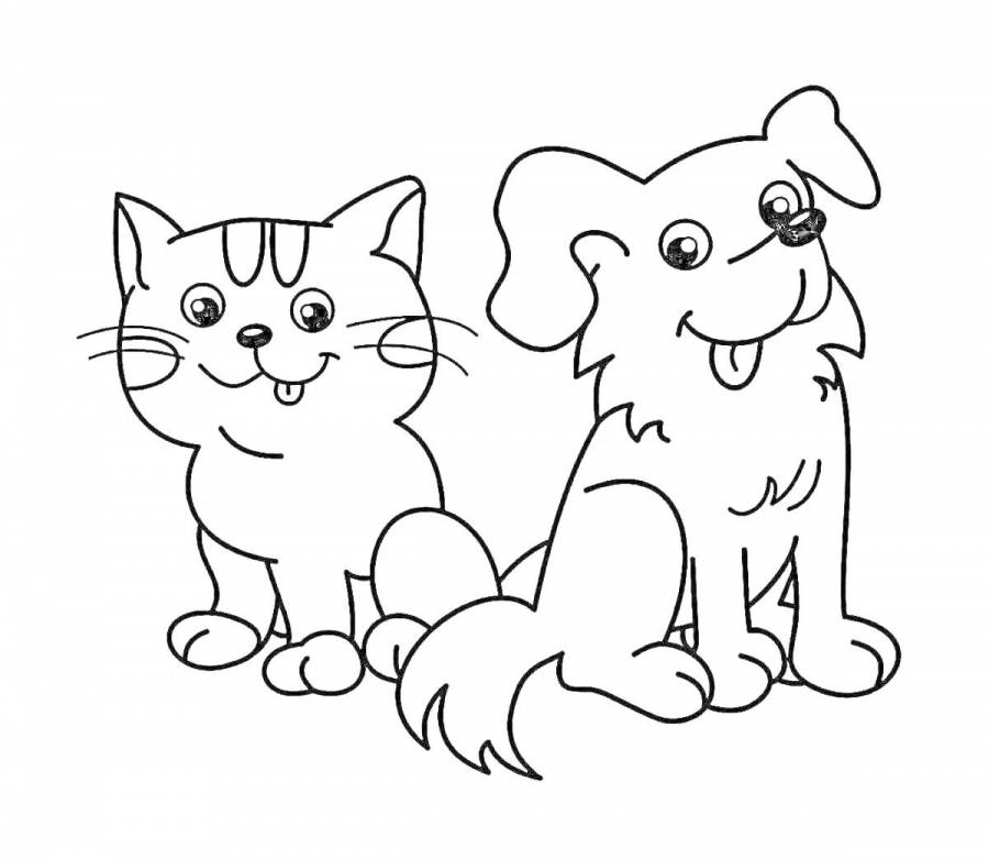 Раскраска кошечки собачки