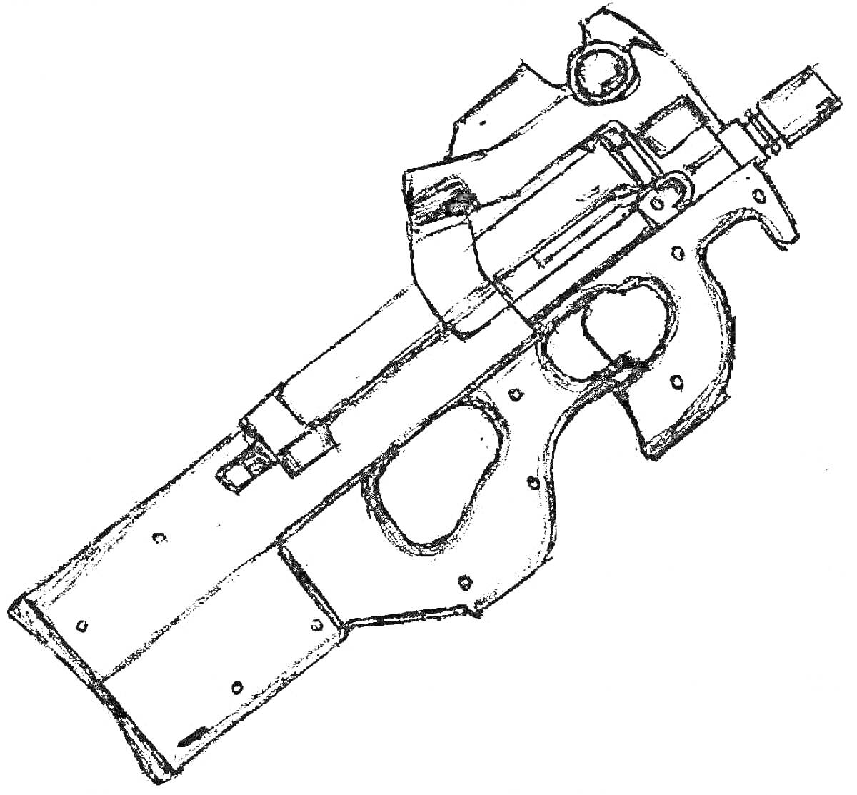 Раскраска Винтовка с прицелом и пистолетной рукояткой