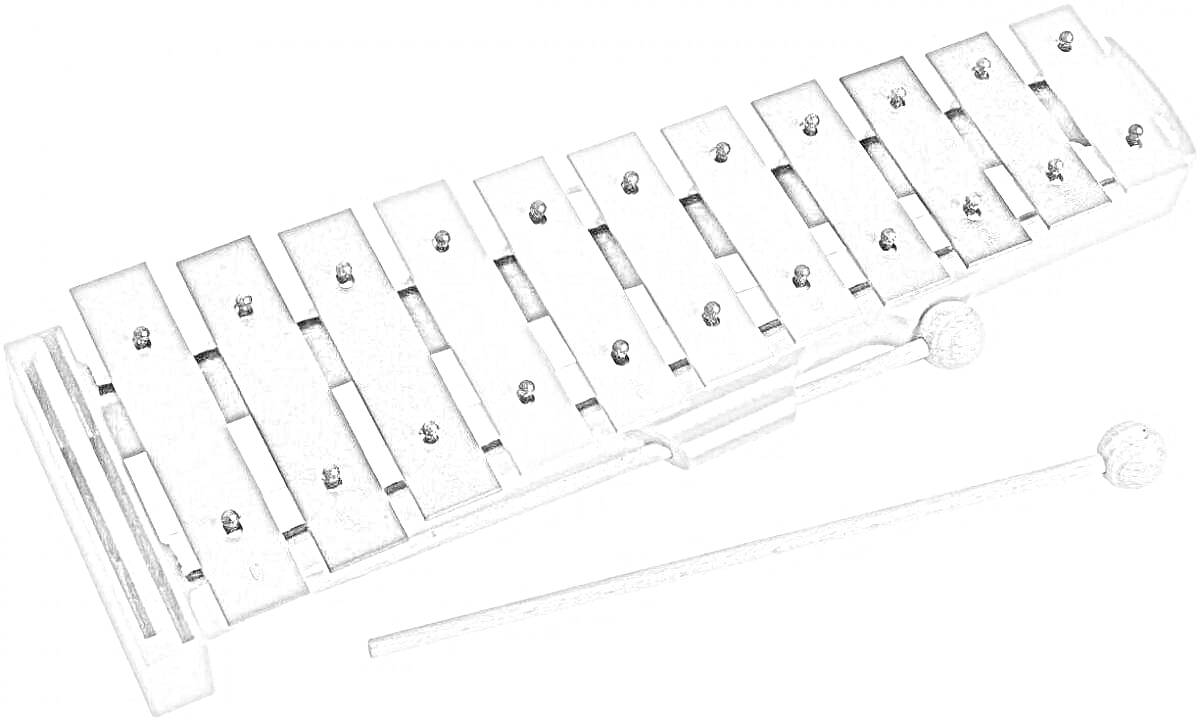 Раскраска металлофон с молоточками
