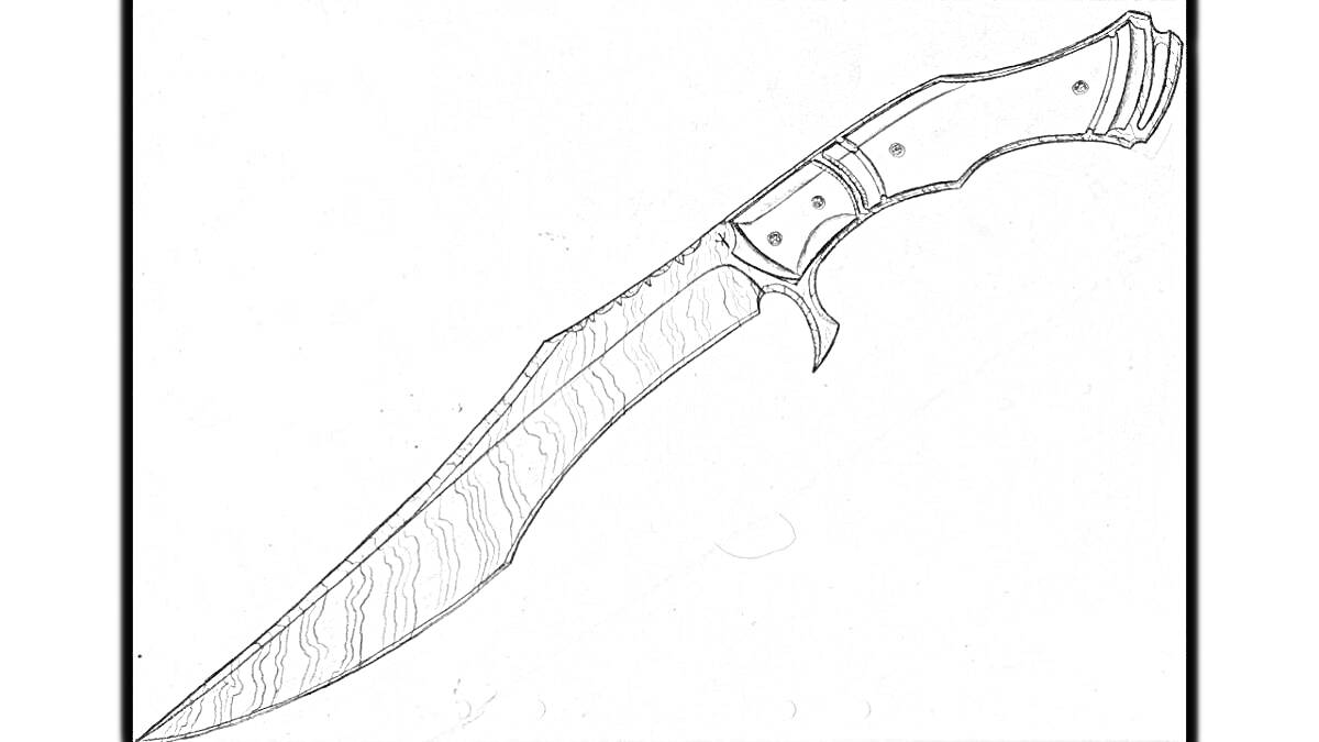 На раскраске изображено: Нож, Танто, Standoff 2, Оружие, Игра, Клинок
