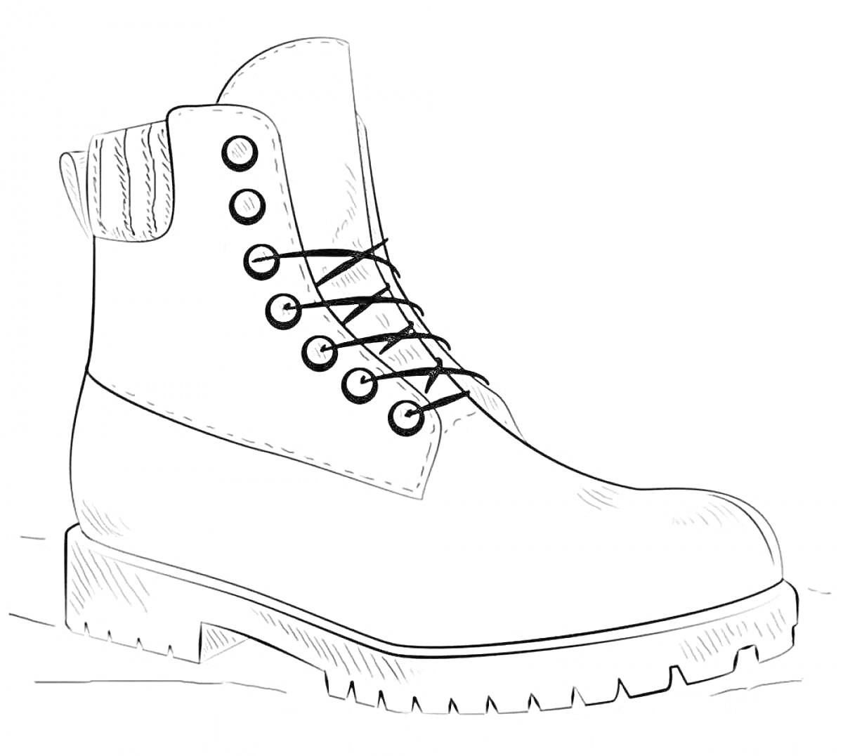 На раскраске изображено: Зимняя обувь, Шнуровка, Мех, Высокий каблук