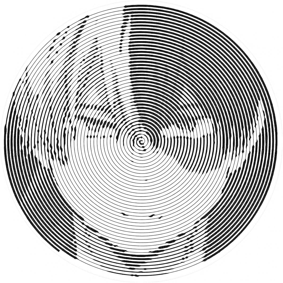 Раскраска Вращающаяся спираль с изображением персонажа аниме