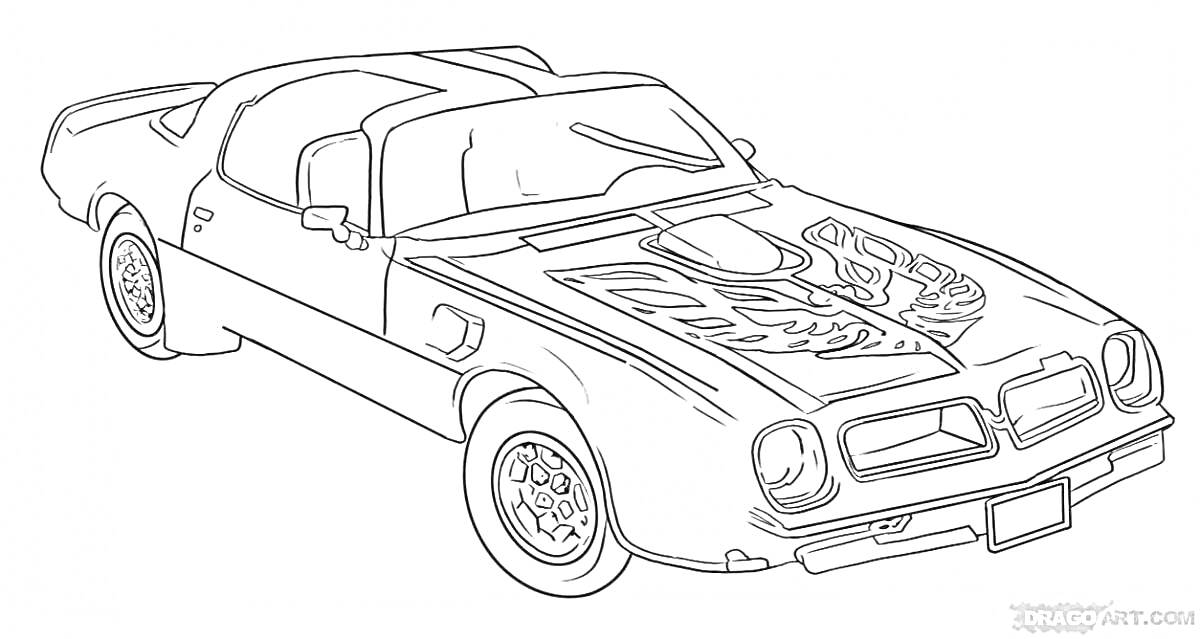 Pontiac Trans Am с воздухозаборником на капоте и детализированными колесами