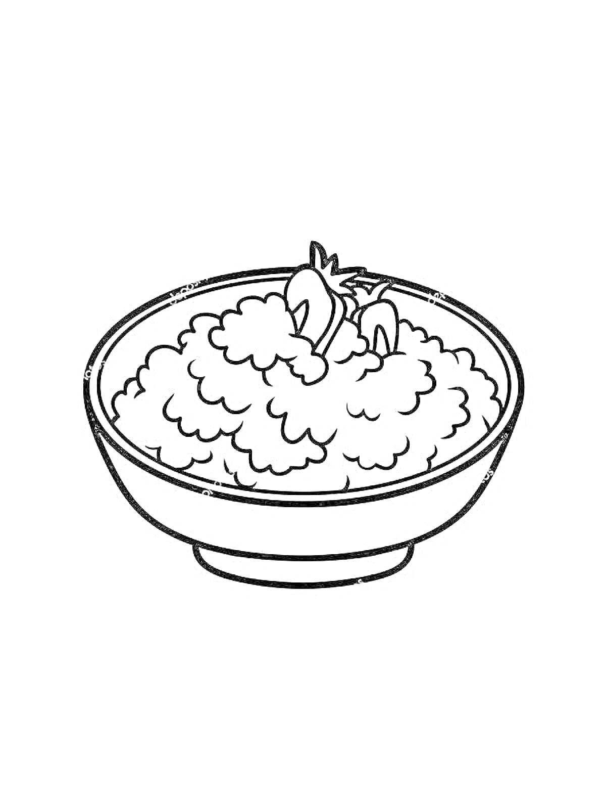 Раскраска Миска с кашей и ягодами