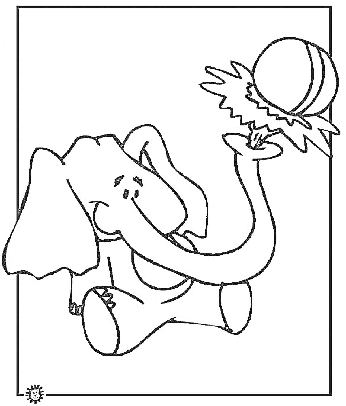 Слон с мячом на хоботе