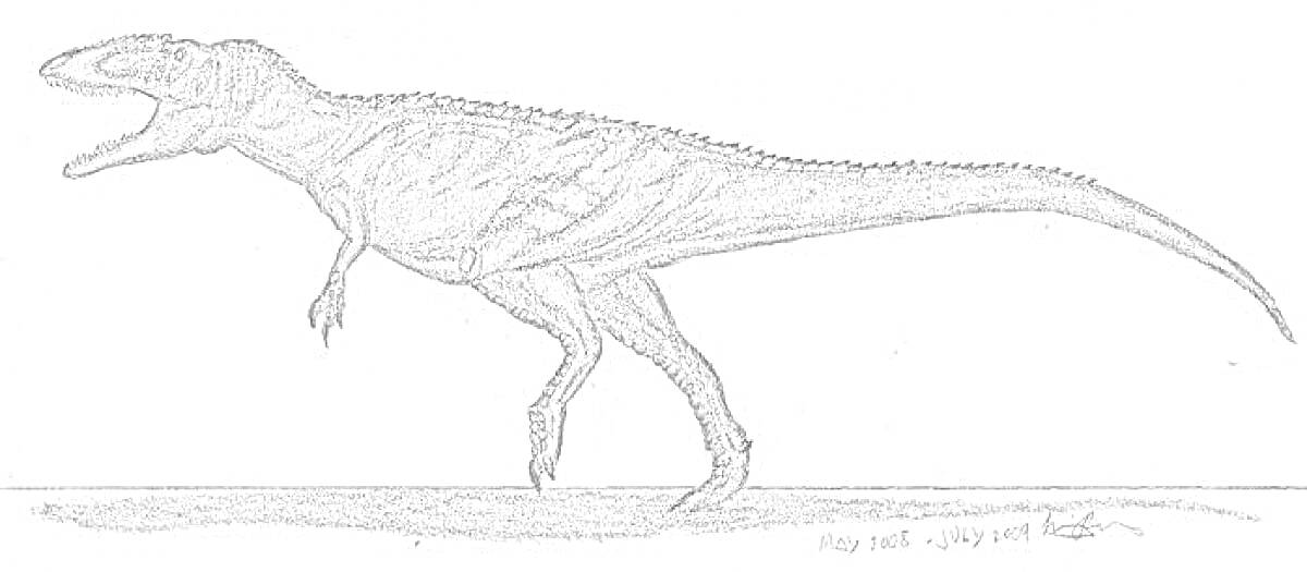 Раскраска кархародонтозавр на земле