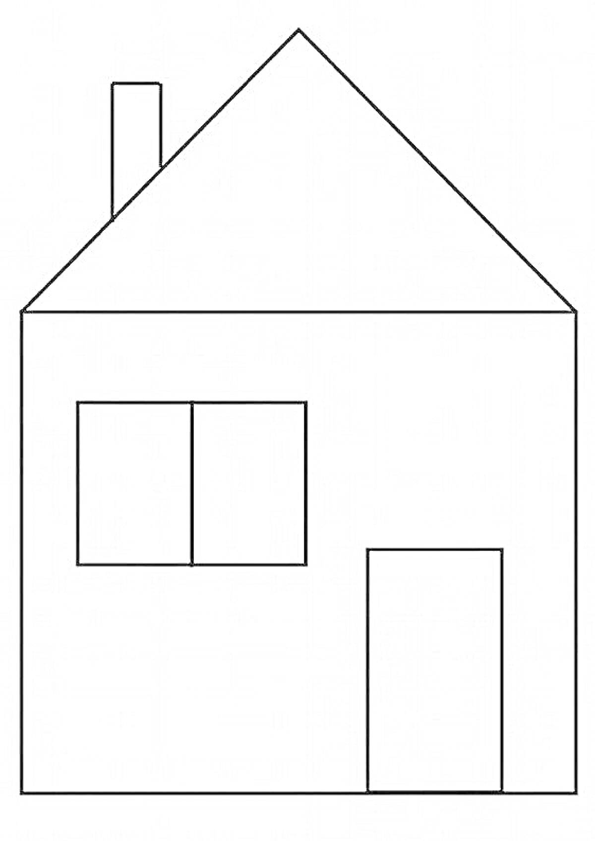 Раскраска Дом с трубой, одним окном и одной дверью