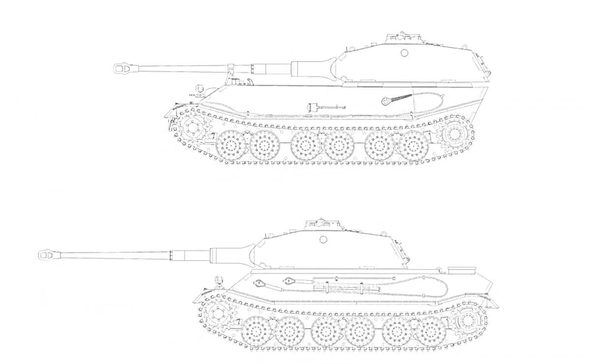 На раскраске изображено: Танк, Военная техника, Гусеницы, Орудие