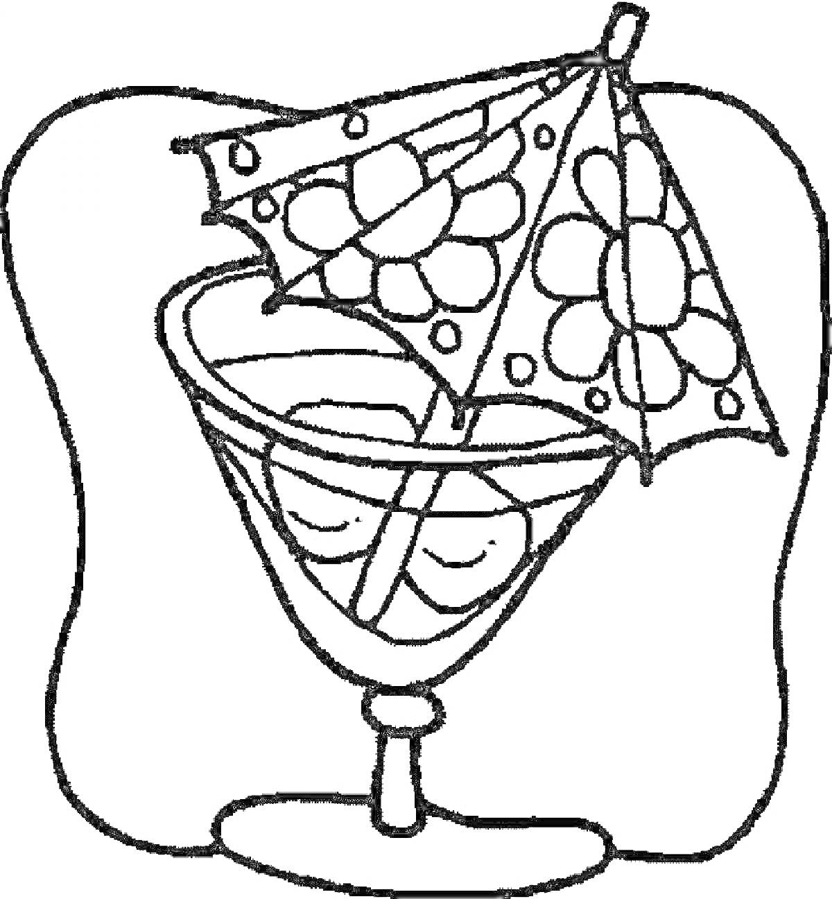 Раскраска Коктейль для детей с фруктами и зонтиком