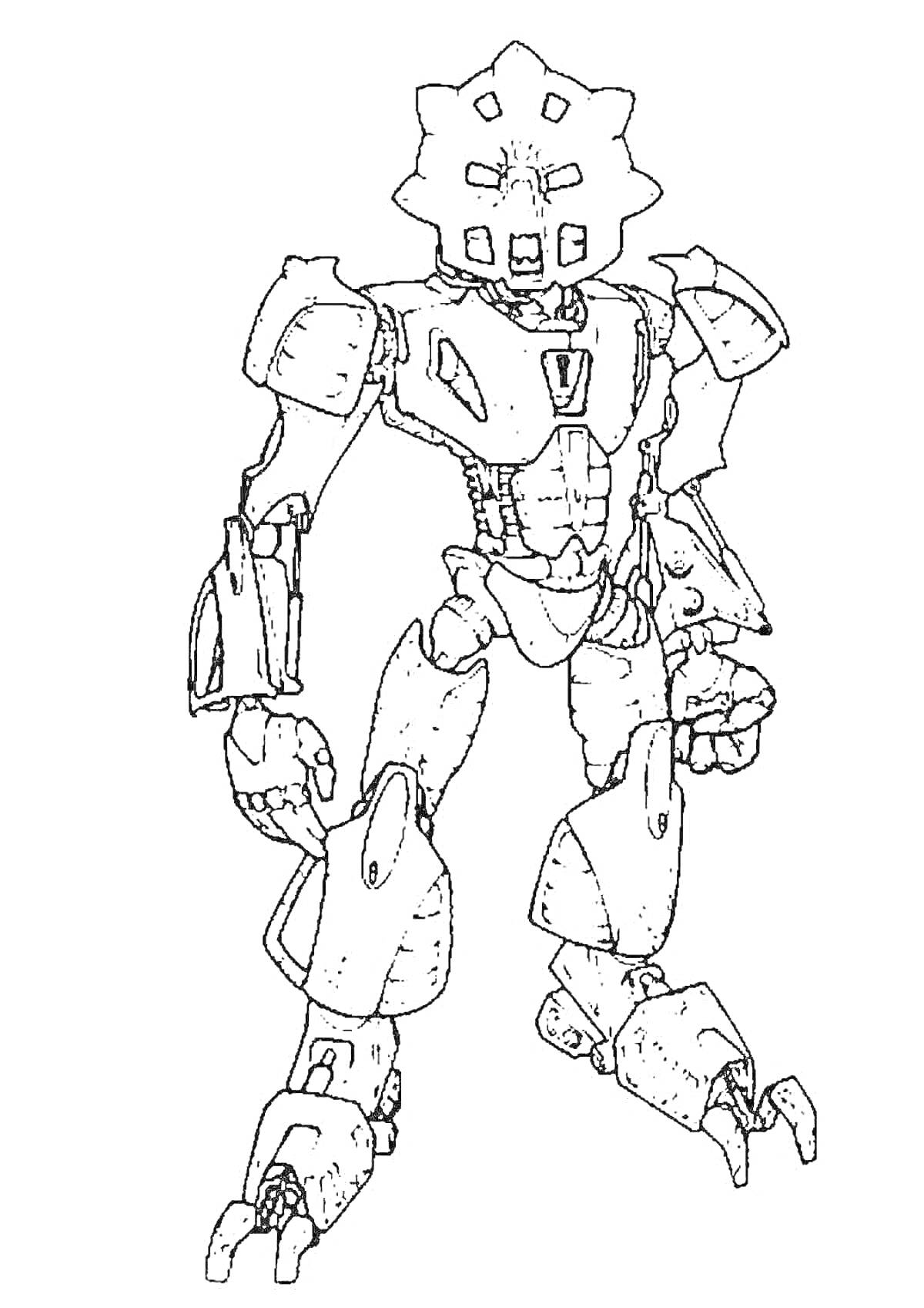 На раскраске изображено: Бионикл, Робот, Броня, Фантастика