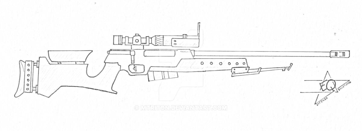 На раскраске изображено: Оружие, Винтовка, Глушитель, Оптический прицел