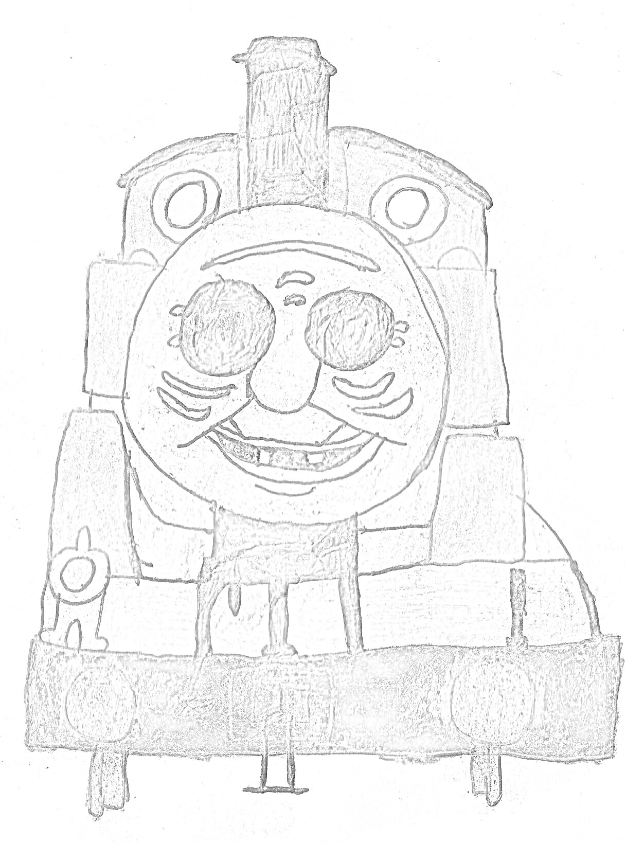 На раскраске изображено: Поезд, Красные глаза, Рельсы