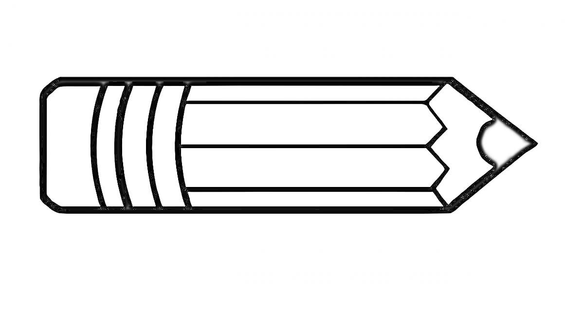 Раскраска Черно-белое изображение карандаша с тремя полосками на корпусе