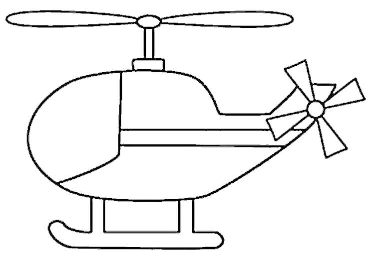 Раскраска Вертолет с двумя лопастями, одинарным хвостовым ротором и посадочными лыжами