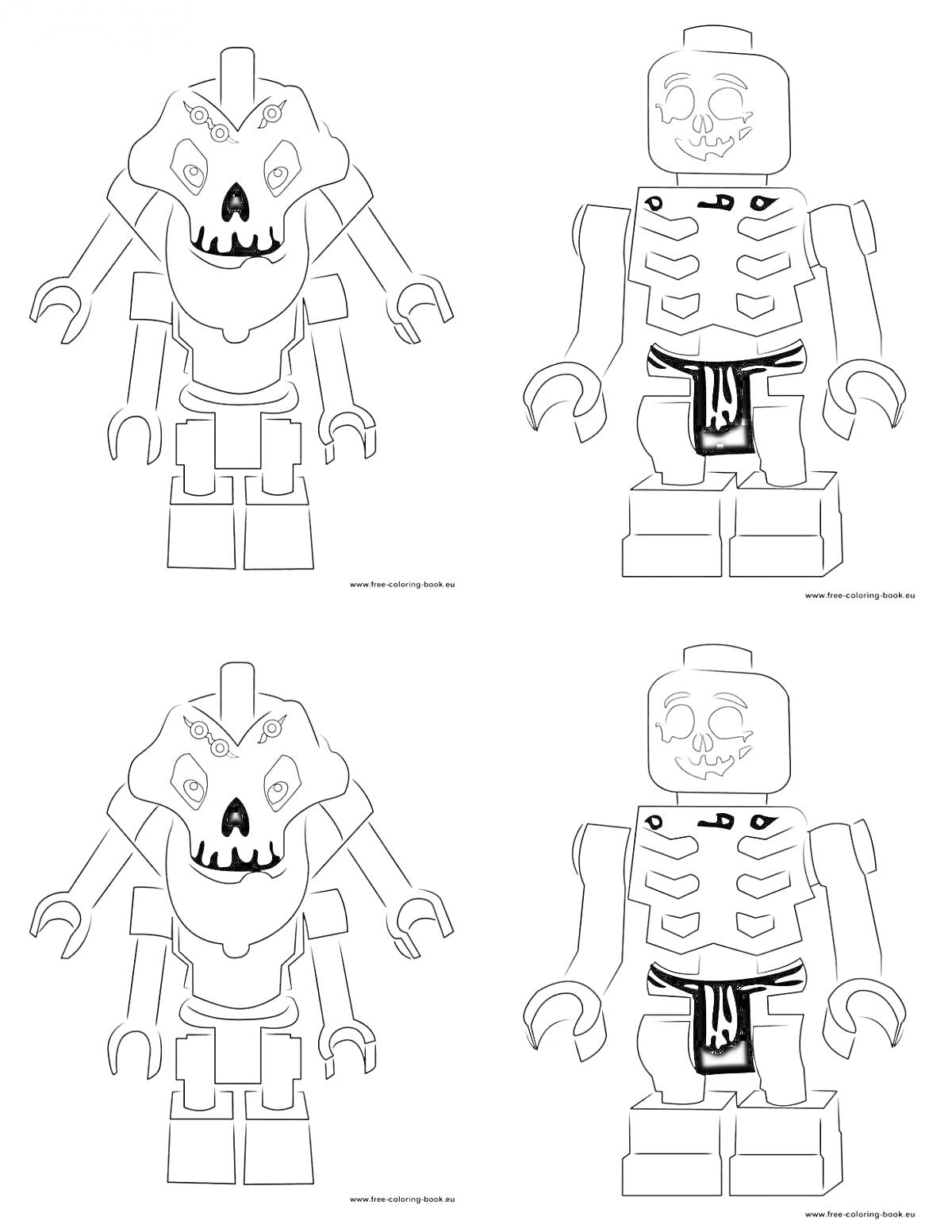 Раскраска Костяшечные персонажи из Лего Хидден Сайт, Верхний и нижний скелеты