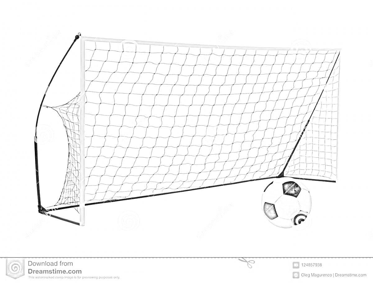 Раскраска Футбольные ворота с мячом