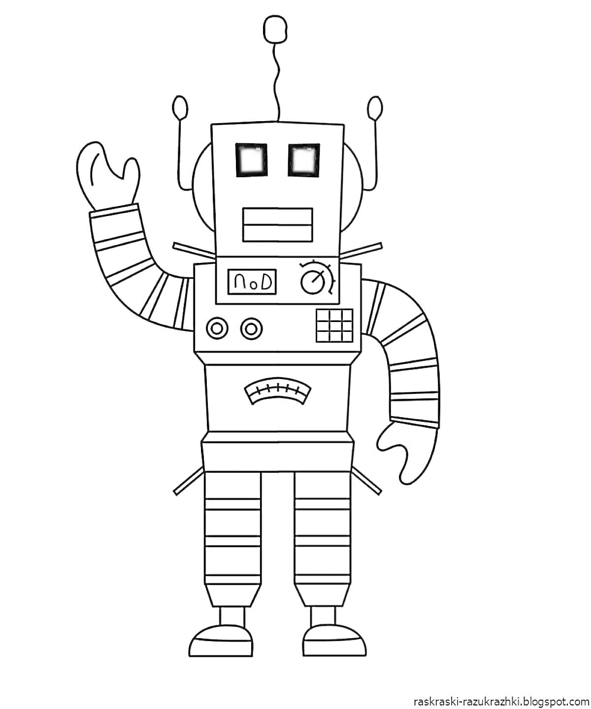 На раскраске изображено: Робот, Роблокс, Детские рисунки, Антенны, Механика