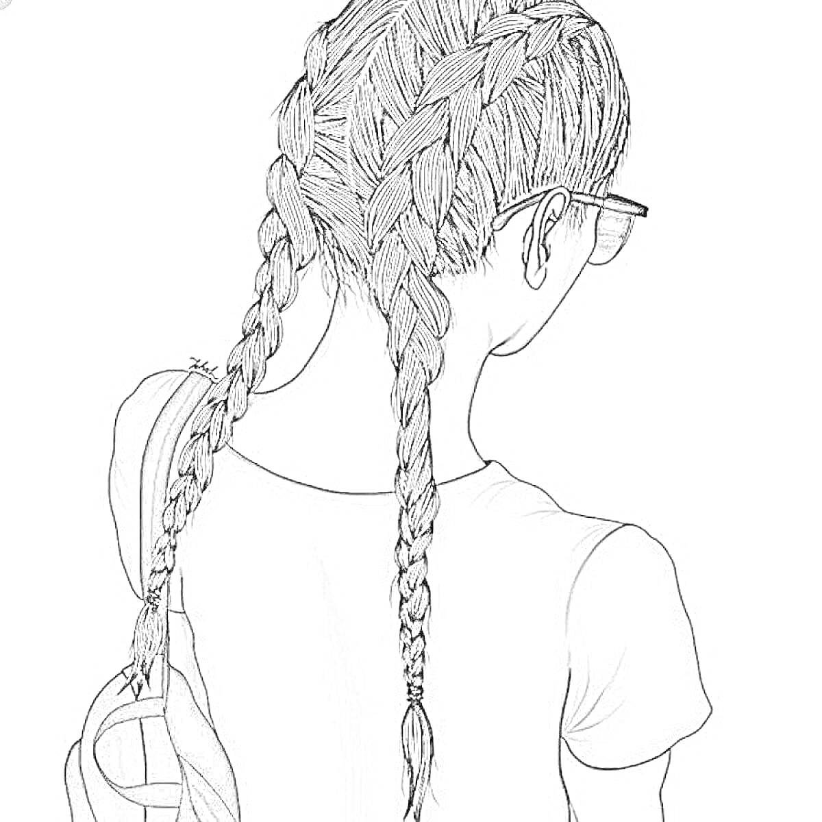 На раскраске изображено: Рюкзак, Очки, Волосы