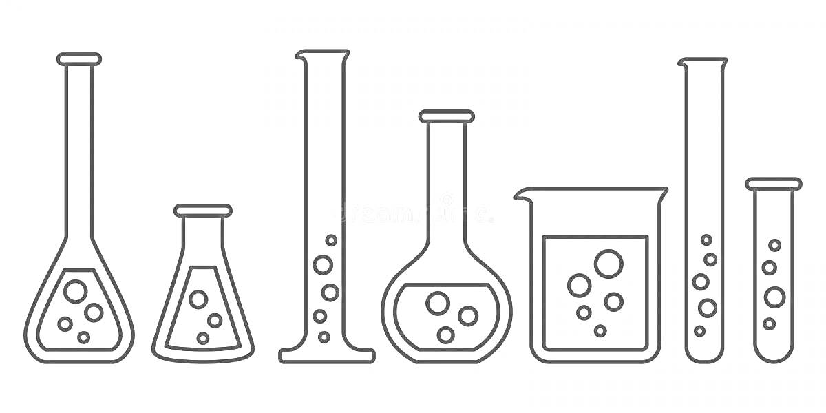 Раскраска колбы Эрленмейера, колба конусная, градуированная цилиндрическая колба, мерная колба, стакан, пробирки