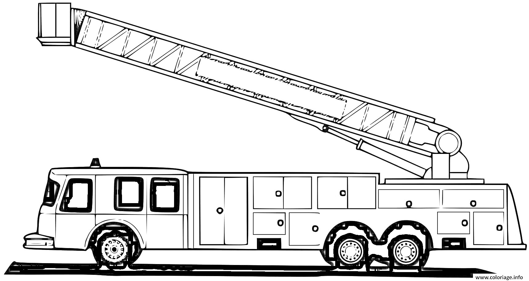 Раскраска Пожарная машина с выдвижной лестницей