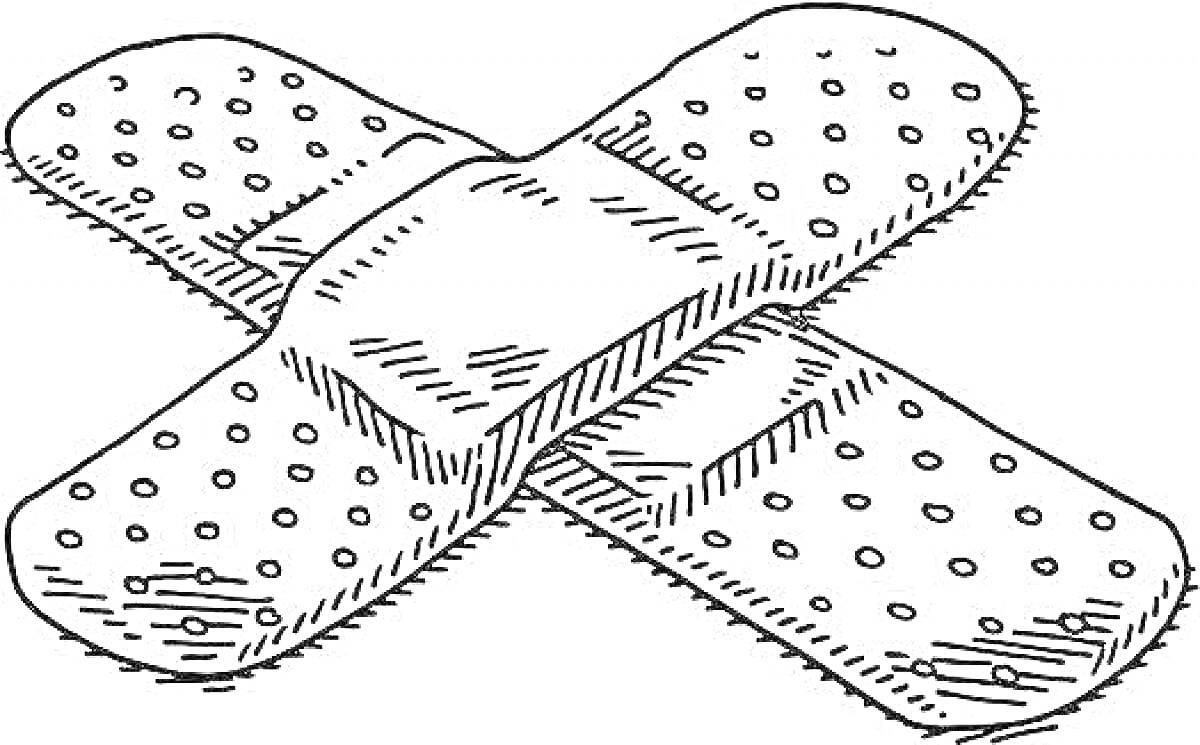 Перекрещенные медицинские пластыри с точечной текстурой