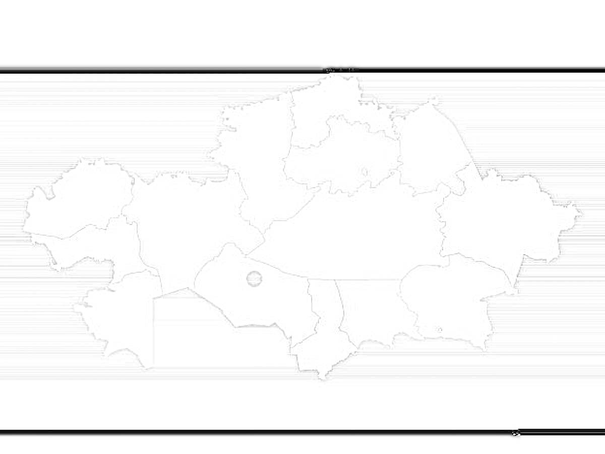 Раскраска Карта Казахстана с областями