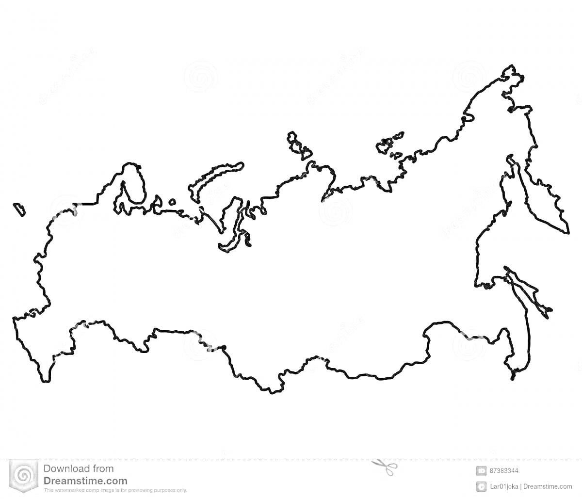 Раскраска Контурная карта России для раскрашивания