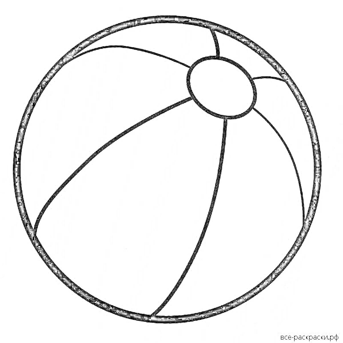 На раскраске изображено: Пляжный мяч, Для малышей, Игра, 2-3 года