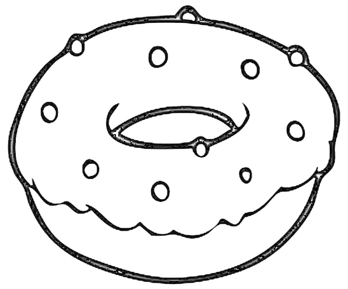 Раскраска Пончик с глазурью и посыпкой