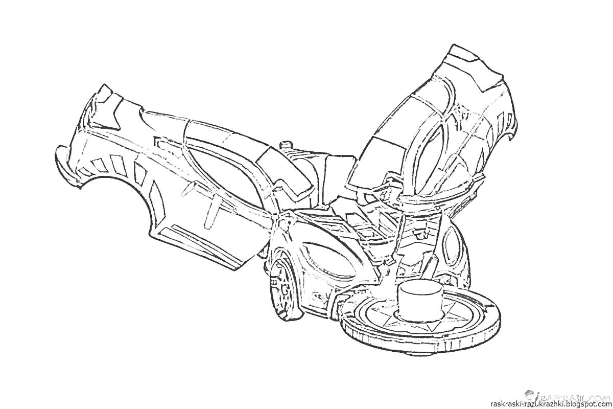 Раскраска Спортивная машина со вставленной фигуркой и диском
