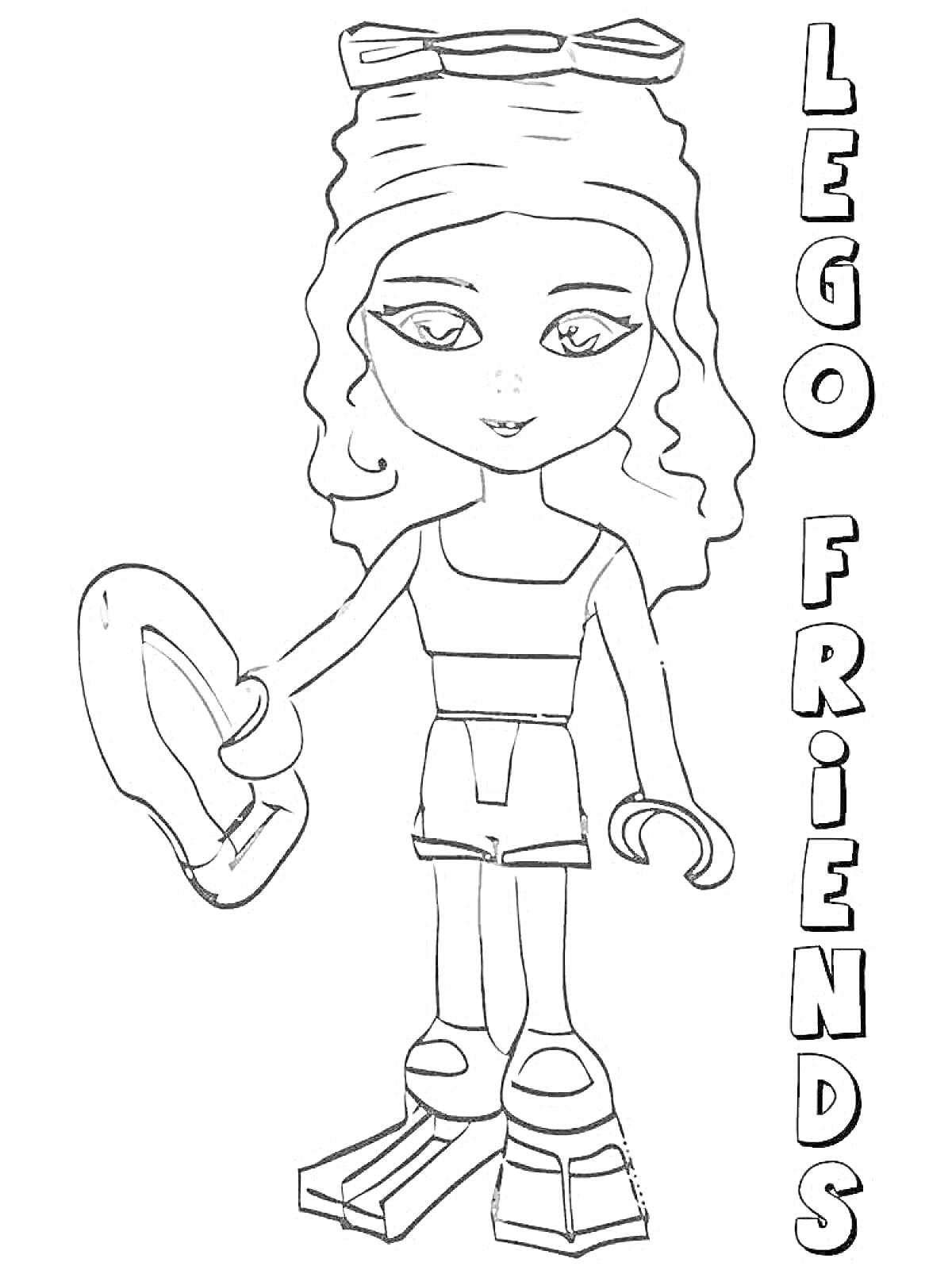 Раскраска Лего Френдс девочка с подводной маской и ластами