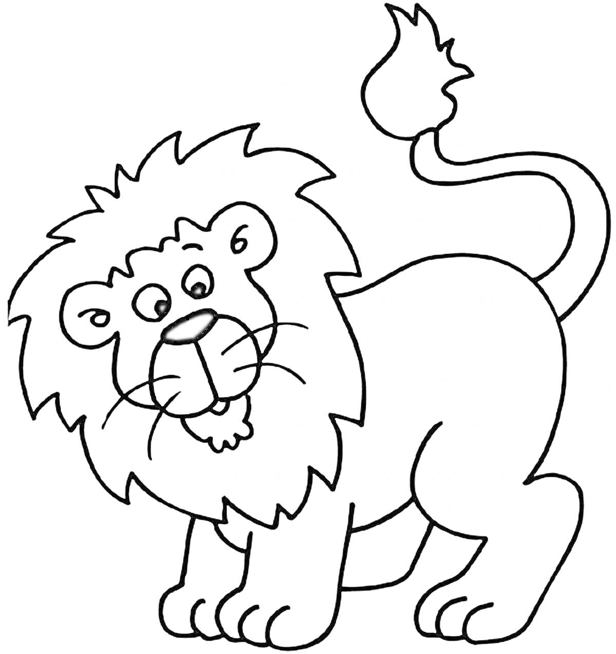 На раскраске изображено: Лев, Грива, Хвост