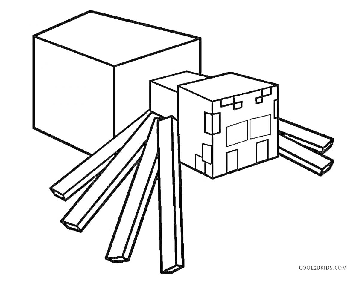 Раскраска Пещерный паук с блоками