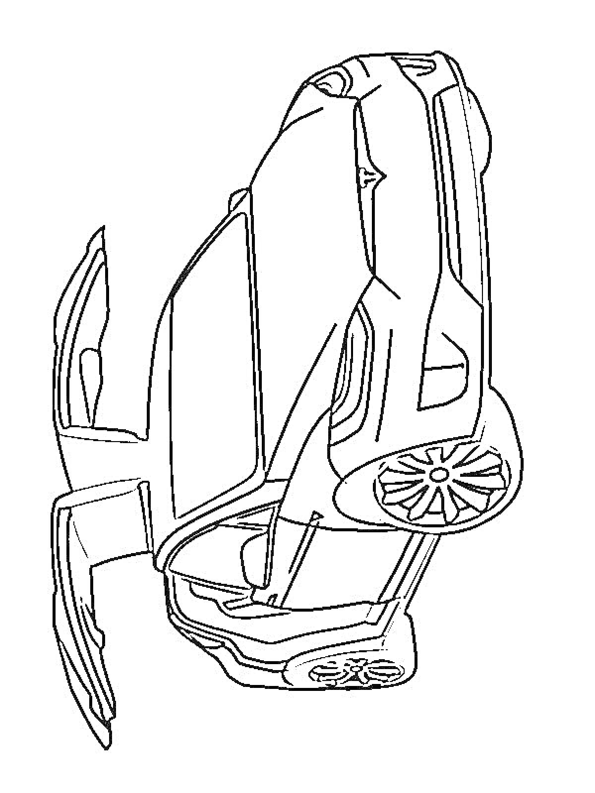 Раскраска Тесла с открытыми дверями и колёсами
