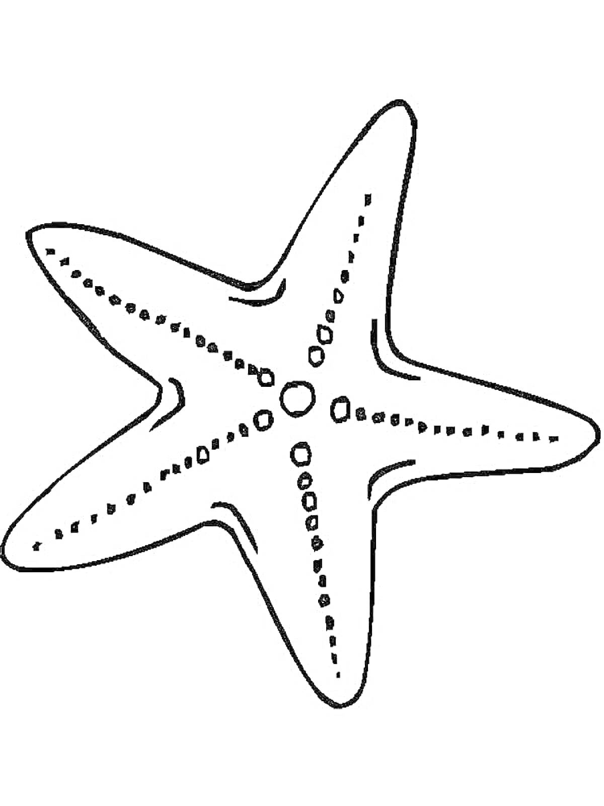 На раскраске изображено: Морская звезда, Морская тема, Точки, Линии