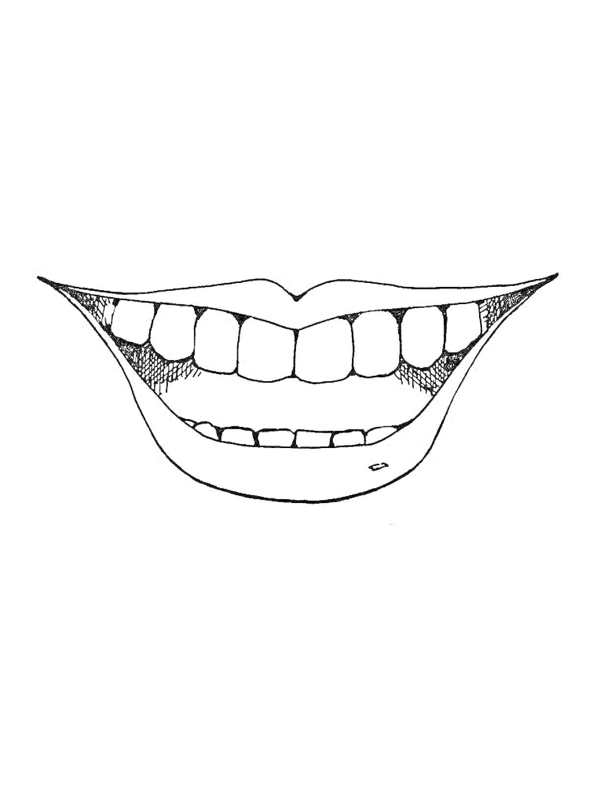 Раскраска Улыбка с зубами
