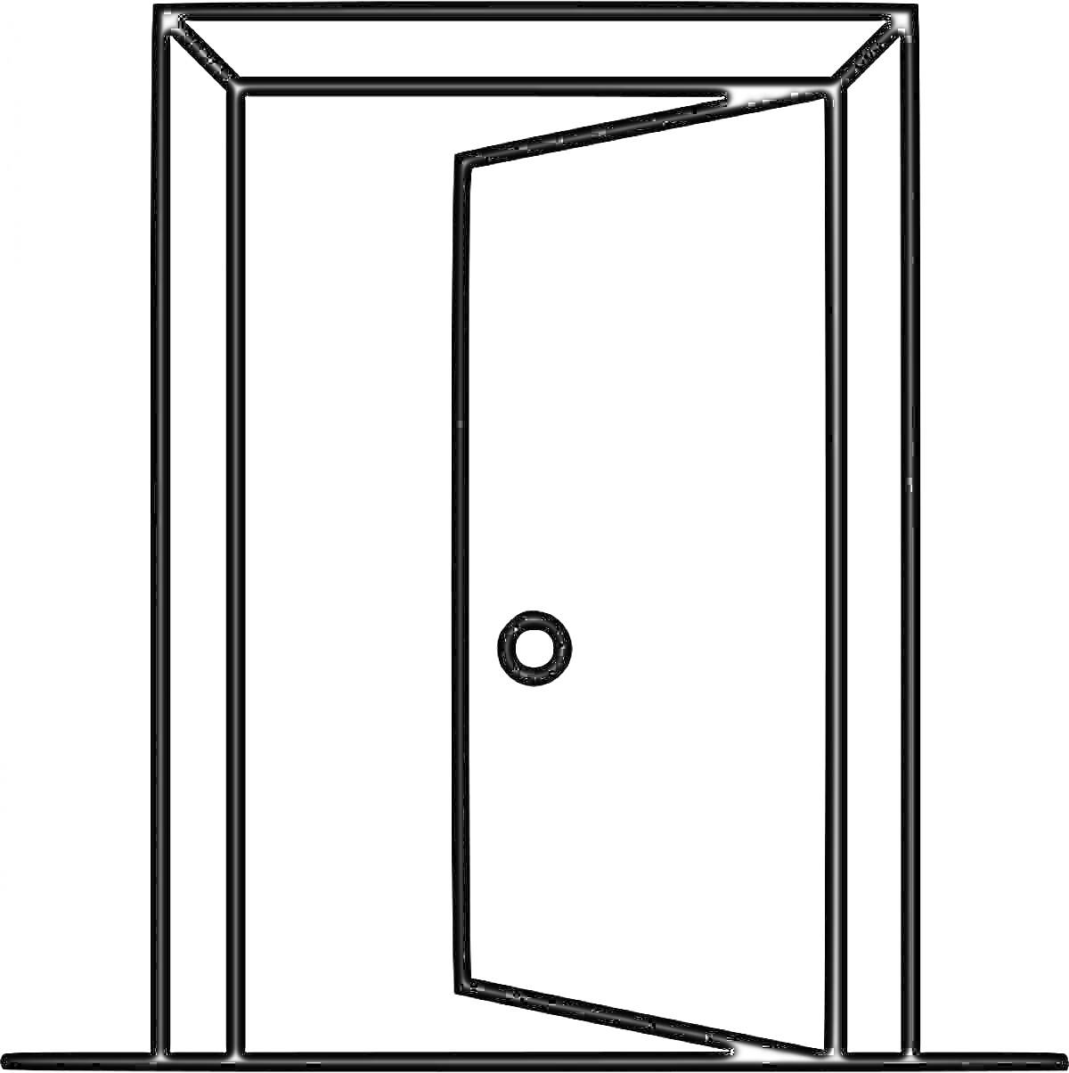 На раскраске изображено: Дверь, Открытая дверь, Контурные рисунки