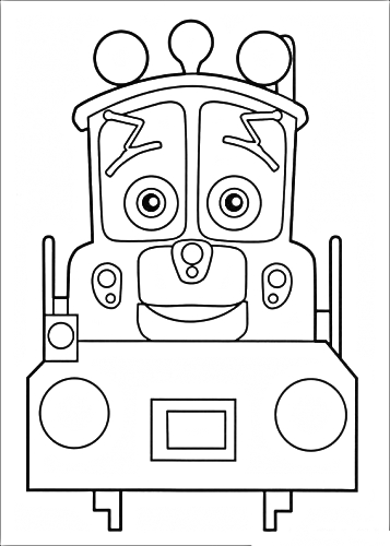Раскраска Чагинтон, паровозик с улыбающимся лицом