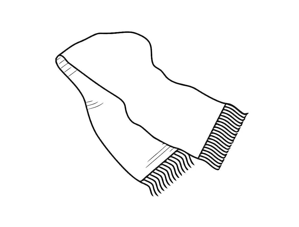 Раскраска шарф с бахромой, сложенный пополам