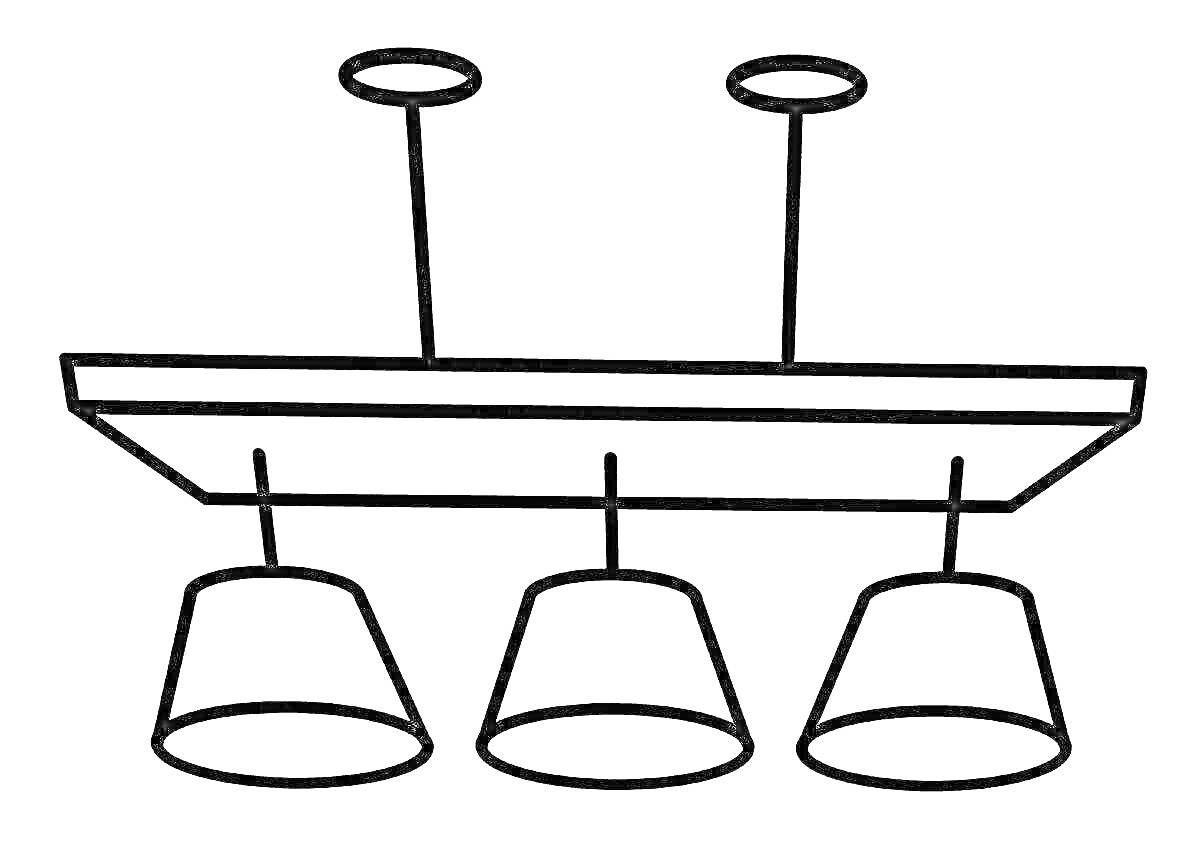 Потолочный светильник с тремя абажурами