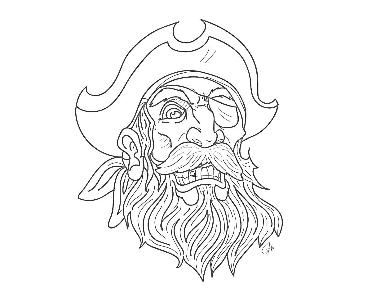 На раскраске изображено: Борода, Шляпа, Мужской персонаж