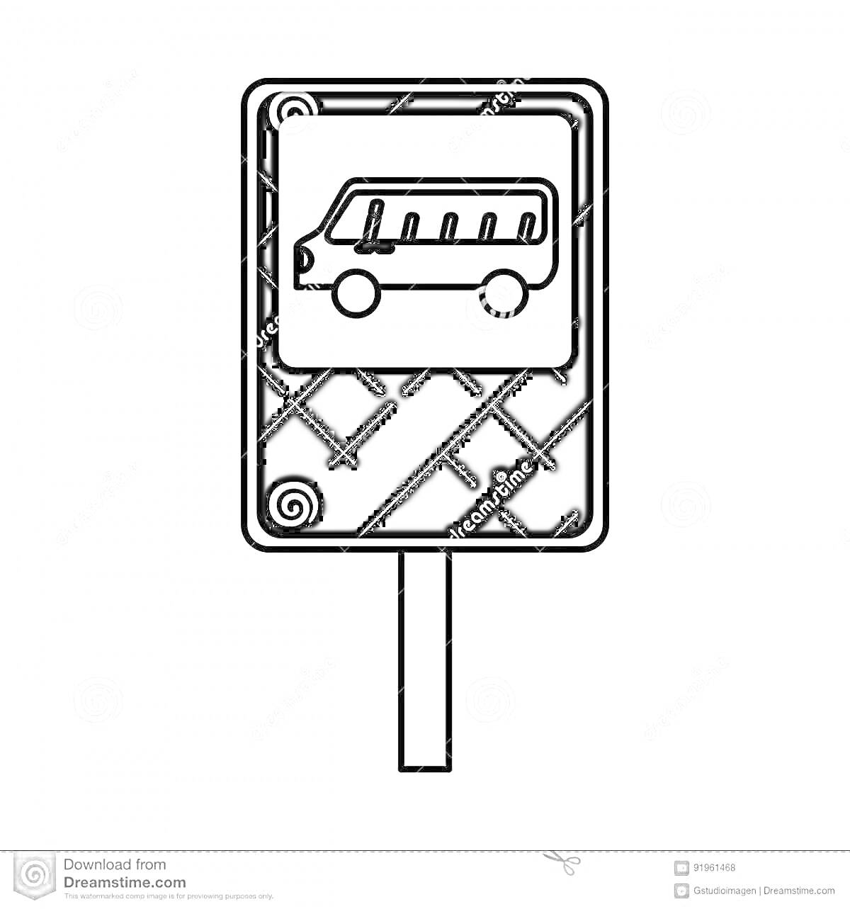 Раскраска знак автобусная остановка с изображением автобуса
