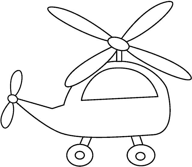 Вертолет с винтами, хвостовым пропеллером и шасси на колесах