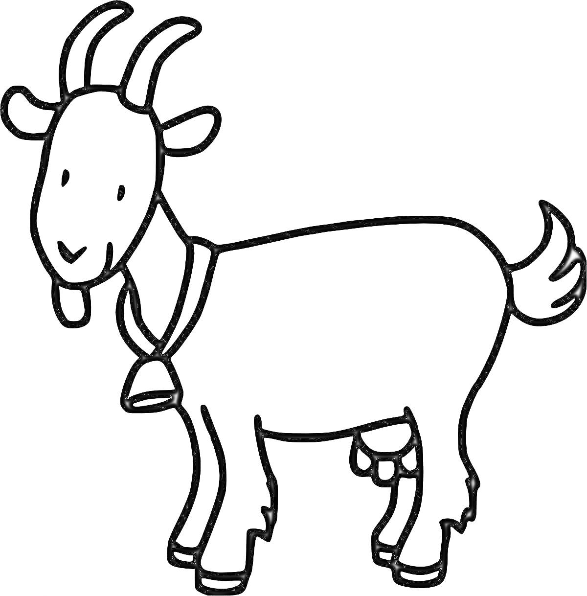 Раскраска Коза с колокольчиком на шее